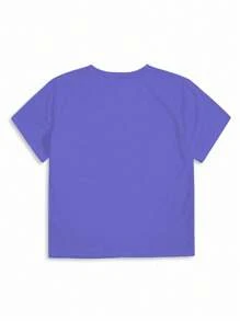 INAWLY 女式豹纹心形图案圆领短袖休闲修身 T 恤，夏季 - 紫色 - 查看 2