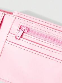 ROMWE Kawaii 1 pieza Billetera mini con decoración de moño a lunares de flores de cerezo rosa al azar, monedero con cremallera portátil, elegante y dulce bolsa pequeña para niña - Rosa - Ver 6