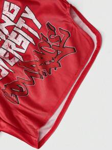 ROMWE MEN Street Life 2pcs Street Style Boxing Sports Character Print Top Suit - Multicolor - View 6