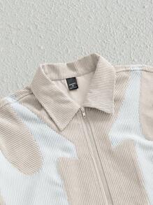 Manfinity VCAY 男士休闲宽松拼接灯芯绒长袖衬衫，时尚日常年轻风格