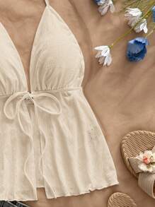 Soleia Top halter con cordón delantero de espalda abierta