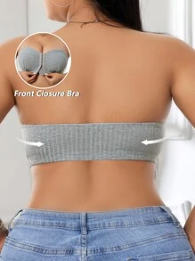 SHEIN 3 Stücke/Set Große Größen Lässige Front-Haken-Verschluss Bustier, bügellos