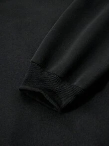 Manfinity Dauomo 男士复古时尚超大码 Y2K 哥特式印花拉链卫衣，春秋装，Emo 风格，2000 年代风格 - 黑色 - 查看 6