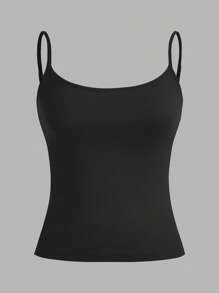 SHEIN EZwear 3件装女士吊带露脐背心，修身性感，适合夏季穿着。3件装黑色背心，返校季必备。 - 彩色 - 查看 7