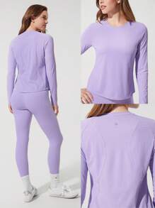 GLOWMODE Tee Time Essential Hip Length Long-Sleeve Active Top Daily Casual Machine Washable