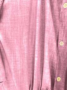 SHEIN LUNE Bộ 2 món thường ngày phong cách cổ điển có viền xếp nếp và tay áo chuông bồng bềnh - Hồng - Xem 8