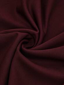 Aalyst 2件套女士夏季简约优雅纯色酒红色褶饰上衣和裤子套装