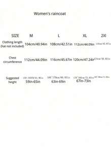 SHEIN 女士防水长款雨衣连帽风衣轻便旅行风衣夏季清凉、沙滩、旅行