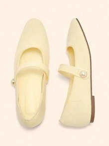 CUCCOO BASICS Sepatu Flat Mary Jane Modis CUCCOO untuk Wanita, Cocok untuk Pemakaian Sehari-hari - Kuning - View 3