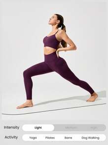 GLOWMODE 28" FeatherFit™ Sweat Slayer Stretchy Sweat-Wicking No Inner Seam Ultra High-Rise Waist Leggings With Side Pockets Yoga Pilates Spring - Cherry Cola - View 6