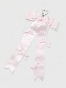 ROMWE Kawaii 1 件 INS 时尚甜美简约波尔卡圆点蝴蝶结钥匙扣，高品质百搭配饰，适合女孩、女士、日常穿着、节日礼物 - 淺粉色 - 查看 4