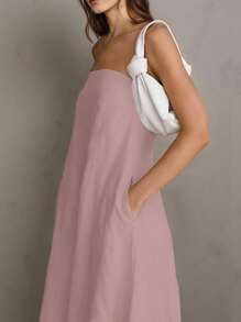 SHEIN Frenchy Große Größen Lässig Einfarben Bandeau Kleid - Pink - Übersicht 4