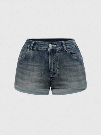 Grunge Punk Short en jean à dos ouvert avec broderie d'étoiles, esthétique Y2K
