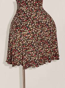 SHEIN ICON Abito corto a maniche corte con stampa floreale, taglie comode, per l'estate, abito floreale, abbigliamento per il ritorno a scuola, abito per ritorno a casa