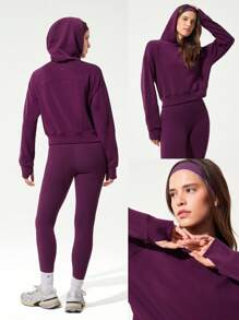 GLOWMODE Sudadera holgada de largo a la cintura de modal SoftCalm Cozy Hour para uso casual diario - cola de cereza - Ver 7
