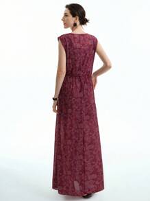 Aalyst Sleeveless Round Neck H-Line Simple Graphic Print Casual Work Dress For Women - Multicolor - View 6