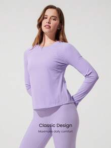 GLOWMODE Tee Time Essential Hip Length Long-Sleeve Active Top Daily Casual Machine Washable