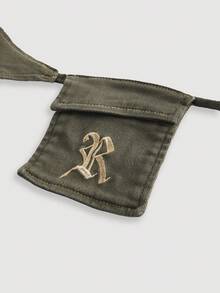 SHEIN ICON 女式豹纹刺绣抽绳腰紧身牛仔短裤