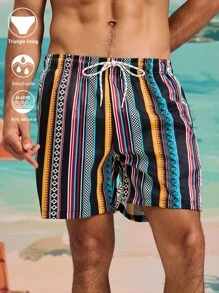 Manfinity VDAYZ Men's Elastic Waist Drawstring Loose Casual Vintage Style Beach Pants - Multicolor - View 1