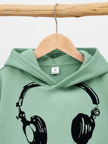 SHEIN sweat-shirt à capuche ample avec motif de casque pour garçon pré-adolescent