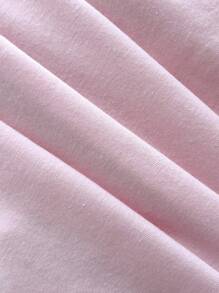 Elamini 黑白拼布装饰纽扣休闲女式夏季短袖衬衫 - 粉色 - 查看 7