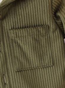 SHEIN Vintaside Kids Babyjongen effen kleur knoop-voorzak corduroy capuchon lange mouw jas, geschikt voor herfst en winter
