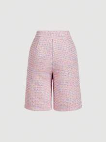 SHEIN MOD Women's Elegant Tweed Wide Leg Shorts With Faux Pearl Chain Decoration,Fall Women Clothes,Autumn,Back To School Clothes,Business Casual,Teacher Outfits For Women,Old Money Style Women,Brunch Outfits For Women,Cruise Outfits Women,Classy Elegant,Office Outfits For Women,Work Clothes Women,Brunch Outfits For Women
