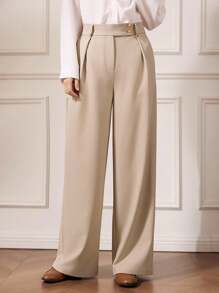 Briarwyn Einfarbige, gefaltete, plissierte, elegante Pendlerhose mit weitem Bein, helles Apricot, moderne, lockere Hose mit geradem Bein für Pendler in der Stadt, lässige gerade Hose mit hohem Bund, modische, einfarbige, elegante Hose mit weitem Bein und Taschendetail fürs Büro, moderne, lockere Hose mit geradem Bein für Pendler in der Stadt - Aprikosenfarben - Übersicht 10