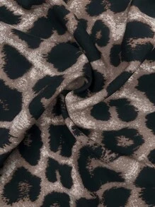 Maweii 2025 女式加大码优雅日常穿着时尚拼色豹纹梭织面料高端百搭设计感度假吊带裙，春夏