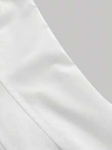 SHEIN Tween Mädchen Lässig Schule/Pendler Mode Tailliertes Plissee Taille Ausgestellter Kragen Knopfleiste Langarm Webkleid in Weiß, Rückkehr zur Schule Kleid - Weiss - Übersicht 4