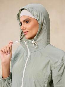OutZeal Damska kurtka sportowa z ochroną UV, lekka, chłodząca, z falbaniastym brzegiem, chroniąca przed słońcem, na co dzień - Zielony - Zobacz 11