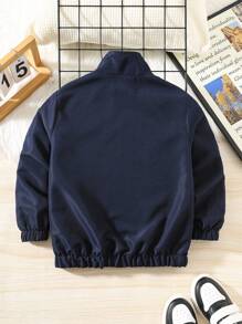 SHEIN 1 pièce Veste réversible décontractée pour jeune garçon, coupe ample, pratique, convenant pour la rentrée scolaire, les fêtes d'anniversaire, les soirées, les représentations, les mariages, les baptêmes, les cérémonies d'ouverture, le port quotidien, l'école, les voyages, les sports. Veste légère zippée, veste bomber pour l'automne et l'hiver