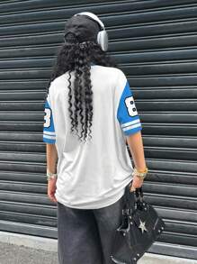 88号字母印花女式T恤，夏季运动休闲时尚上衣 - 彩色 - 查看 2