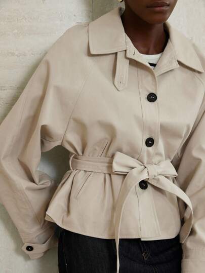 Aveloria Modichic Women's Classic Lapel Design Waist Belted Trench Coat, Minimalist & Elegant Fall Winter Cloth For Women