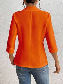 Franclia 休闲纯色西装外套，春夏 - 橘色 - 查看 2