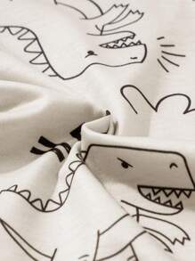 SHEIN 3pcs Baby Boy Dinosaur Pattern Knitted Short Sleeve T-Shirt Set, Spring/Summer