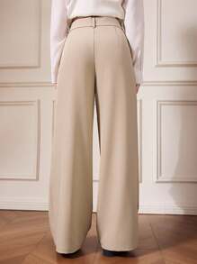 Briarwyn Einfarbige, gefaltete, plissierte, elegante Pendlerhose mit weitem Bein, helles Apricot, moderne, lockere Hose mit geradem Bein für Pendler in der Stadt, lässige gerade Hose mit hohem Bund, modische, einfarbige, elegante Hose mit weitem Bein und Taschendetail fürs Büro, moderne, lockere Hose mit geradem Bein für Pendler in der Stadt - Aprikosenfarben - Übersicht 6