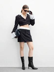 CUCCOO BIZCHIC 女式黑色 PU 尖头细高跟侧拉链时尚靴 - 黑色 - 查看 8