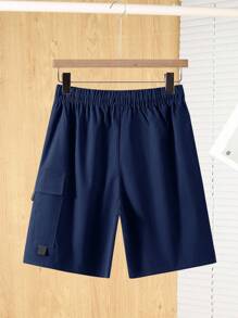 SHEIN Teenager Jungen Cargo Taschen Lässig Shorts, Streetwear Punk Rock Sportlich geeignet für Frühling Sommer Veranstaltungen, Partys, Musikfestivals Blaue Cargo Shorts Navy Blaue Cargo Shorts - marineblau - Übersicht 6