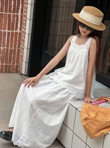 Dazy Kids 2pcs/Set Teen GirlVacation Style Top And Mini Skirt Outfit, Elegant