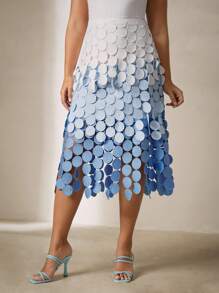 Anewsta Váy xòe thêu tua rua lưng cao, váy lễ hội mùa hè cho nữ - Màu xanh lam - Xem 6