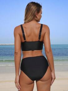 Swim Lushoire Conjunto de bikini de colores degradados anudados para vacaciones de verano - Multicolor - Ver 2