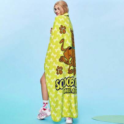 SCOOBY-DOO X SHEIN Green Dog Printed Flannel Blanket