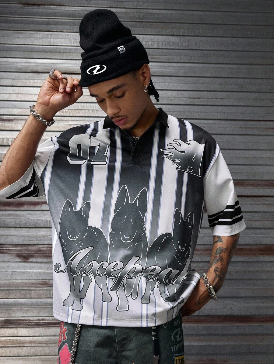 AXEPEAK Casual Sports Short Sleeve Cropped Men's Polo Shirt, Streetwear - Black - View 1