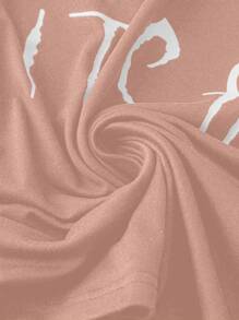 SHEIN CURVE+ Bộ đồ ngủ ba lỗ và áo ba lỗ dệt kim cỡ lớn cho kỳ nghỉ tối giản giản dị - Hồng - Xem 5