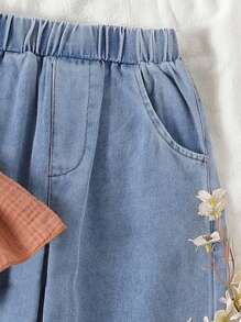 Set de top de tirantes de encaje vintage y pantalón vaquero largo para niña (talla pequeña), nueva vestimenta de estilo retro y popular para el verano