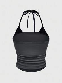 ROMWE Grunge Punk Plus Size Women Casual Sexy Halter Skeleton Contrast Color Tank Top