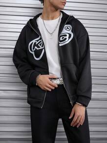 Manfinity Dauomo Męska bluza z kapturem Y2K Baseball Uniform, Street Fashion Letter Print Short Crop Top