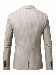 Manfinity Bizformal Men's Striped Long Sleeve Suit Jacket - Grey - View 2