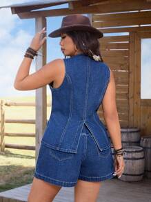 EMERY ROSE Plus Size Women Casual Denim Jacket